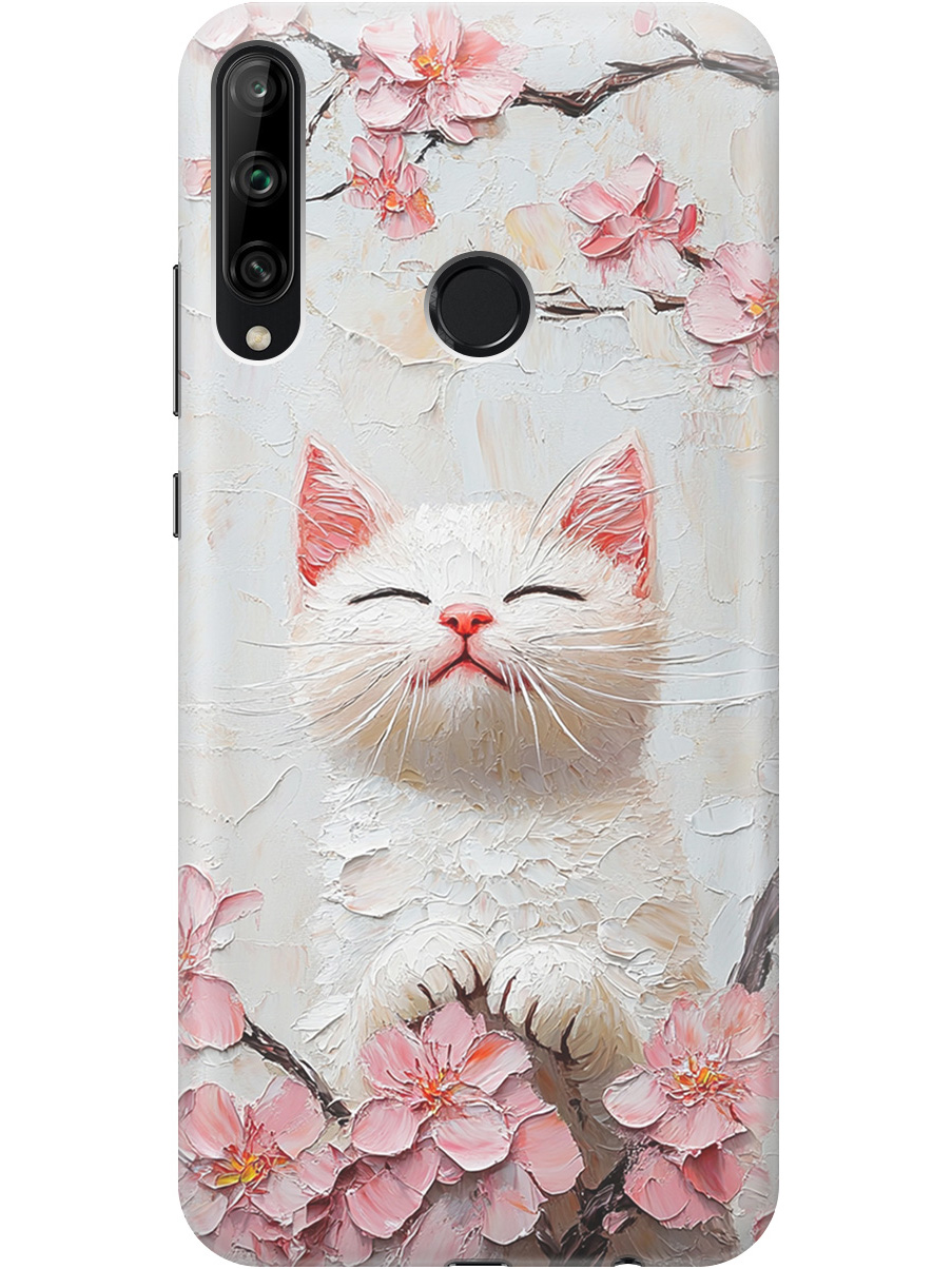 

Силиконовый чехол на Honor 9C / Huawei P40 Lite E с принтом "Котик и сакура", Прозрачный;белый;розовый, 722946212