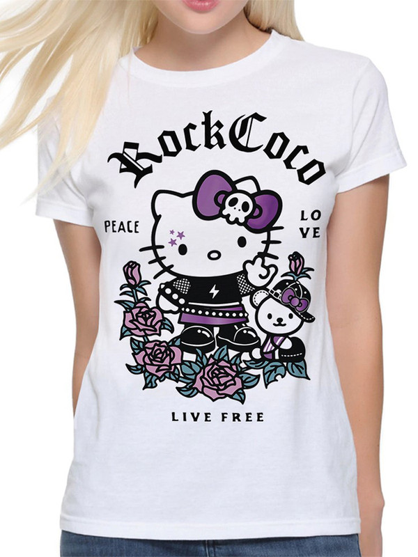 

Футболка женская DreamShirts Studio Hello Kitty / Тайна Коко / Рок / Котик белая S, Белый, Hello Kitty / Тайна Коко / Рок / Котик