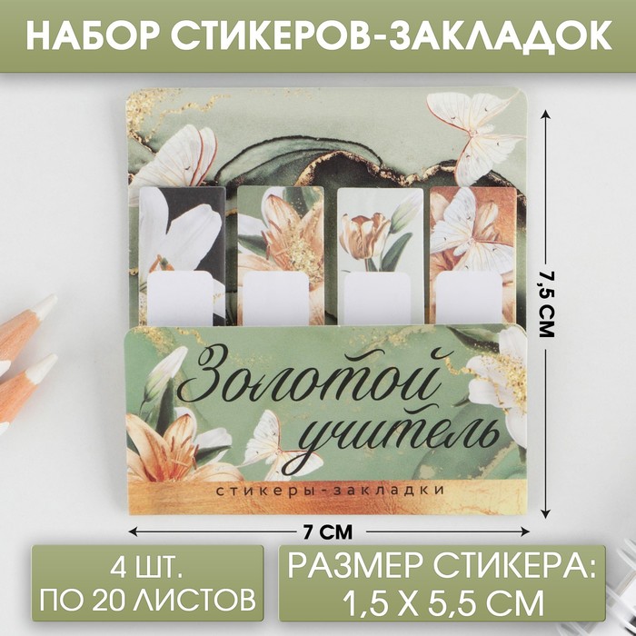 

Набор стикеров-закладок «Золотой учитель»: 4 шт, 20 листов, Разноцветный