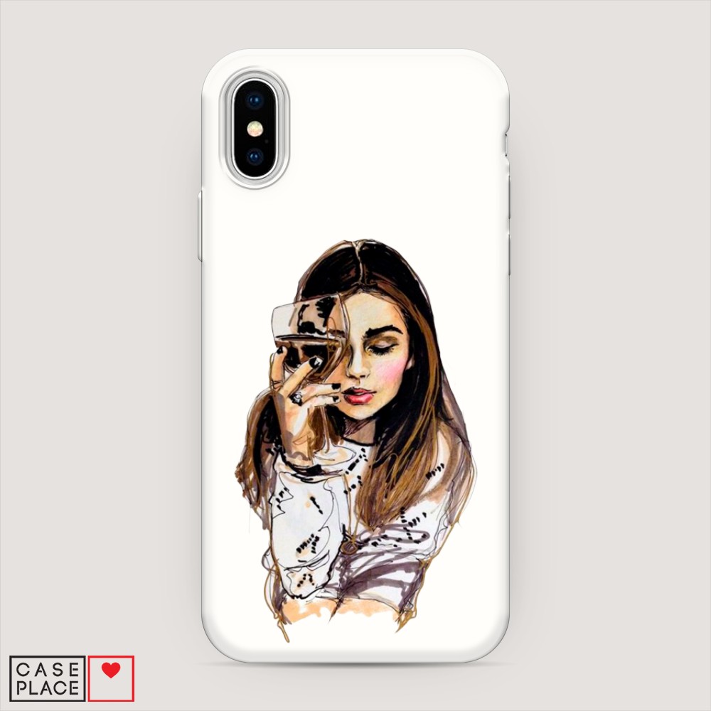 

Матовый силиконовый чехол "Девушка с бокалом" на Apple iPhone X (10), 11057-1