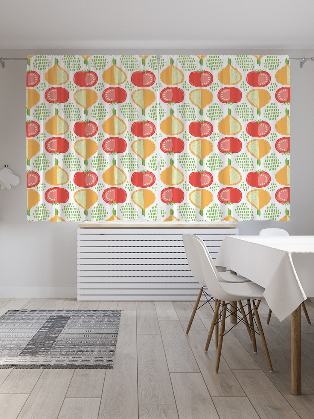 

Классические шторы JoyArty "Лук и помидоры", серия Oxford DeLux, 2 полотна 145x180 см, Лук и помидоры