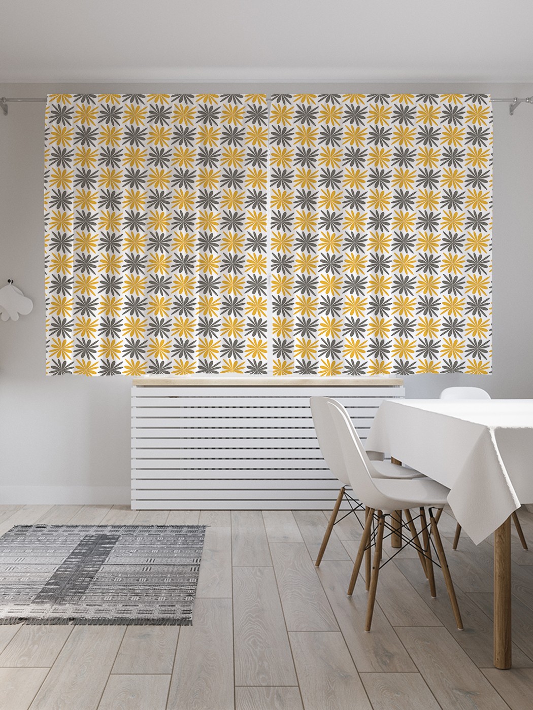 фото Классические шторы joyarty "цветочные квадраты", серия oxford delux, 2 полотна 145x180 см