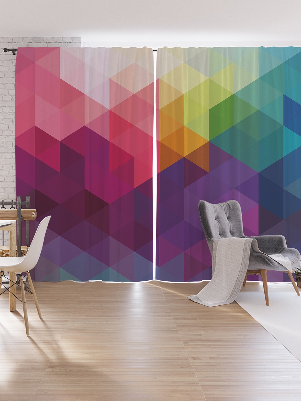 

Шторы под лён JoyArty "Радужный кубизм", серия Oxford DeLux, 340х265 см, Радужный кубизм