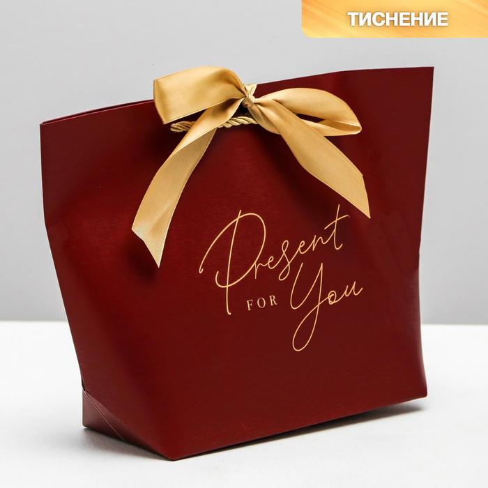 

Пакет подарочный Present for you, 19 х 20 х 9 см, Бордовый