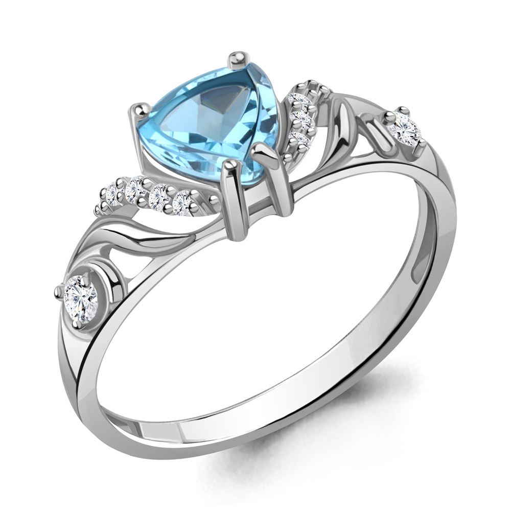 

Кольцо из серебра с топазом р. 18,5 Aquamarine 6449405А_925_р, 6449405А_925_р