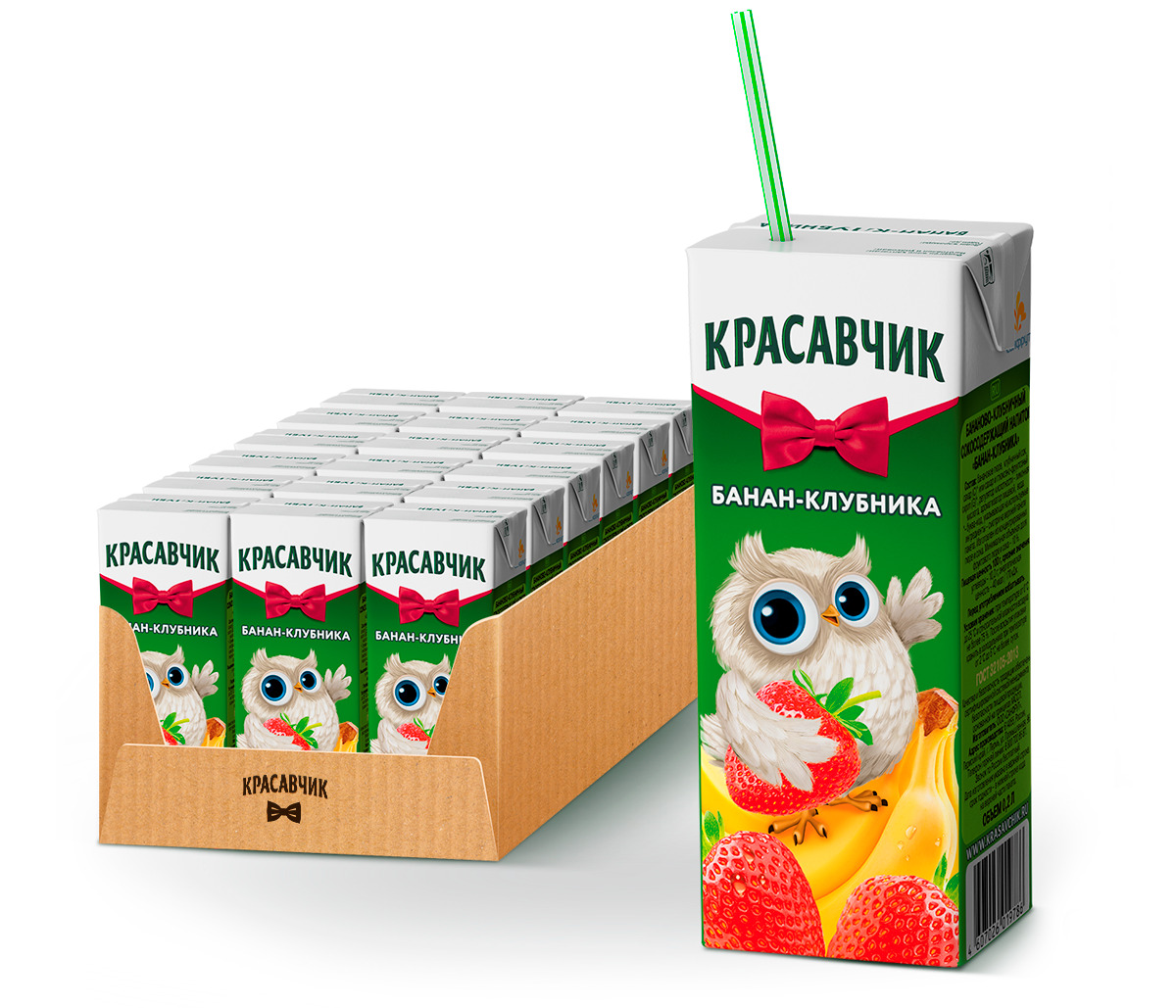 

Напиток сокосодержащий детский Красавчик Банан-клубника с 3-х лет 200 мл