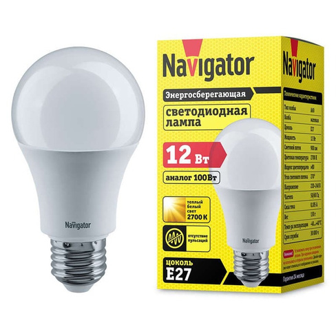 

Лампа светодиодная LED 7вт Е27 теплый ОНЛАЙТ | код. 19201 | NAVIGATOR 1шт.
