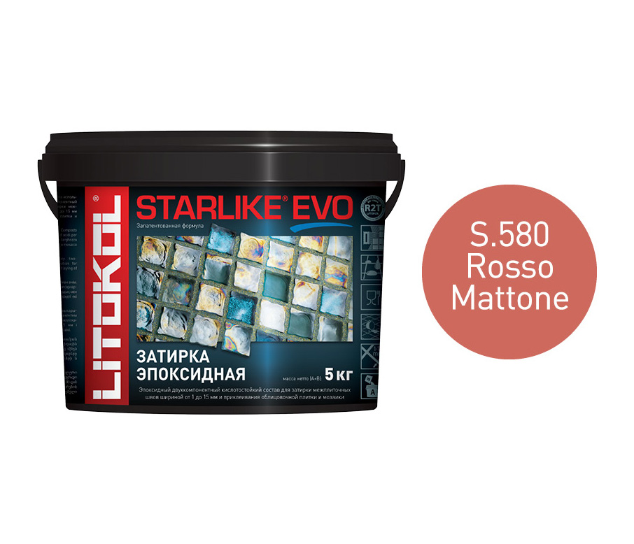 фото Эпоксидная затирка litokol starlike evo s.580 rosso mattone, 5 кг