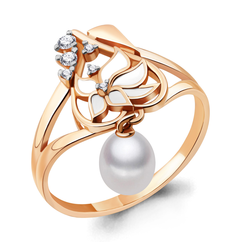 

Кольцо из серебра с жемчугом р. 20,5 Aquamarine 64641А_925_з, 64641А_925_з