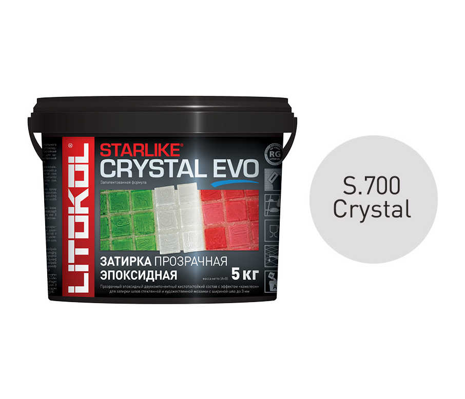 Затирка LITOKOL STARLIKE EVO S.700 CRYSTAL, 5 кг эпоксидная смола crystal fast 75 г