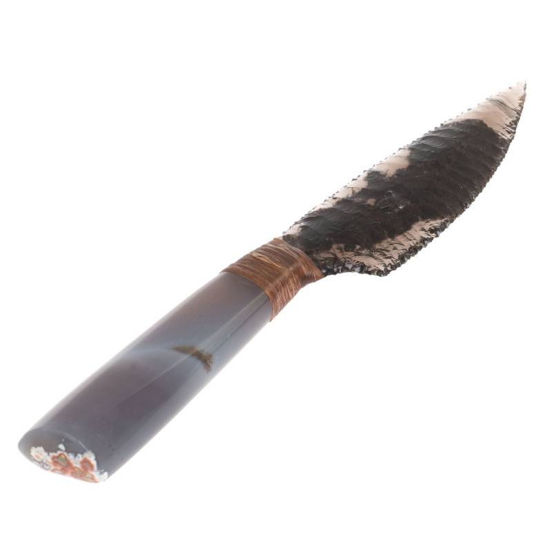 

Каменный нож из обсидиана с рукоятью из агата, Черный, d021126788