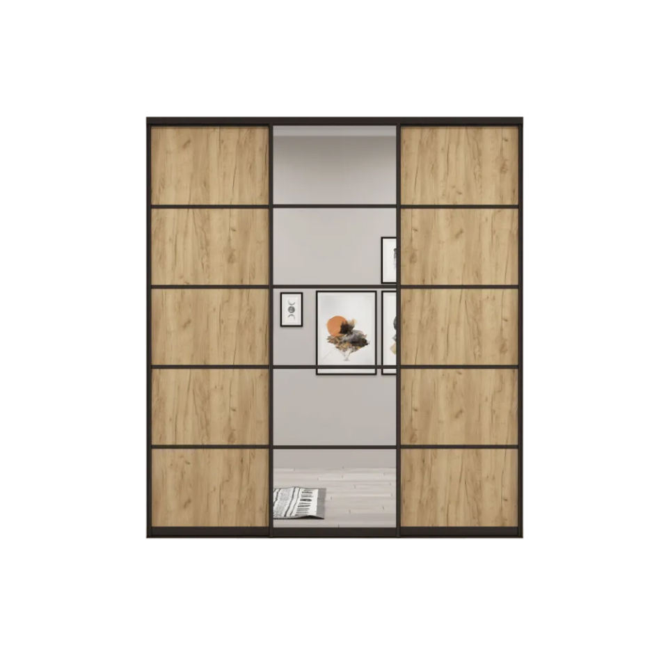 Двери-купе Акцент-Квадро Д Бронза для гардеробной, шкафа, 2206*2400 мм, 3 шт