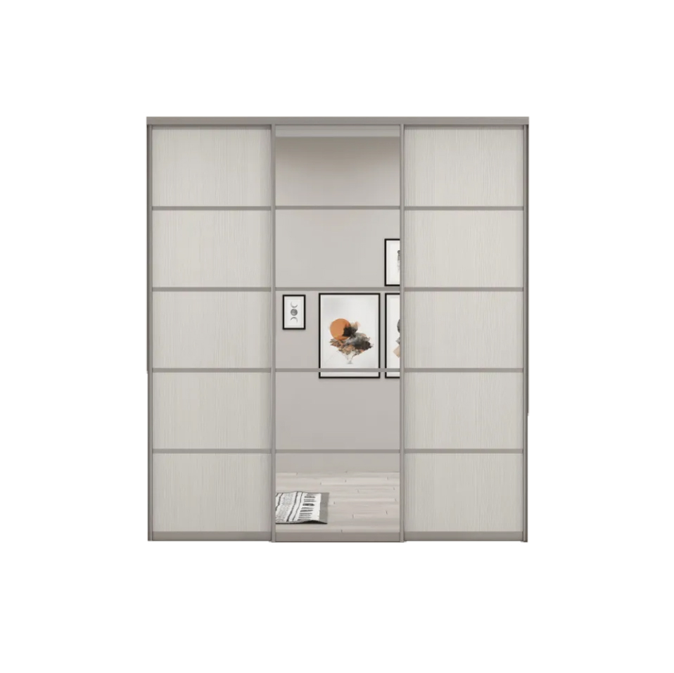 Двери-купе Акцент-Квадро Д Хром для гардеробной, шкафа, 2206*1000 мм, 2 шт