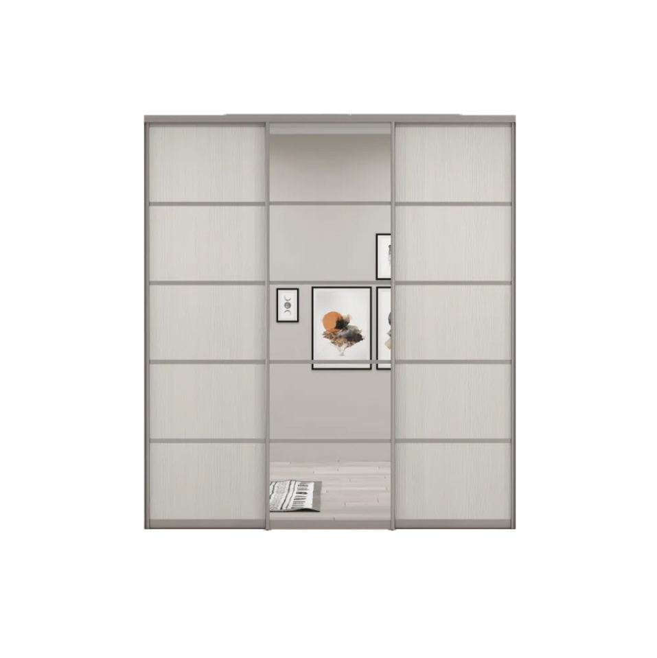 Двери-купе Акцент-Квадро Д Хром для гардеробной, шкафа, 2206*1500 мм, 3 шт