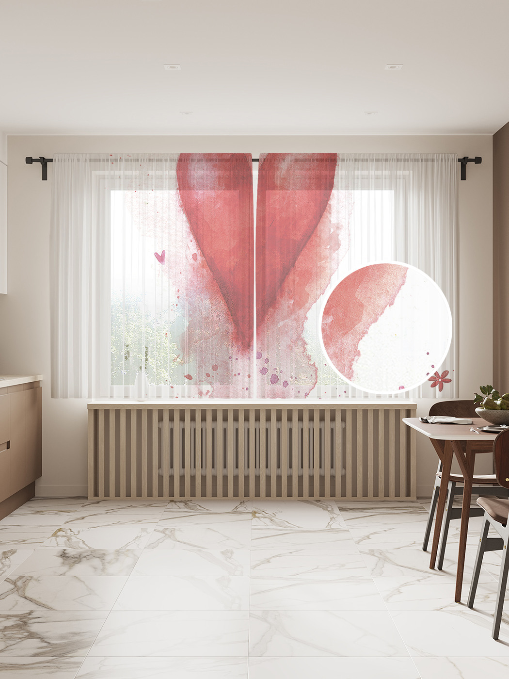 

Фототюль JoyArty "Любовная фантазия" 145x180см (2 полотна со шторной лентой + 50 крючков), Любовная фантазия