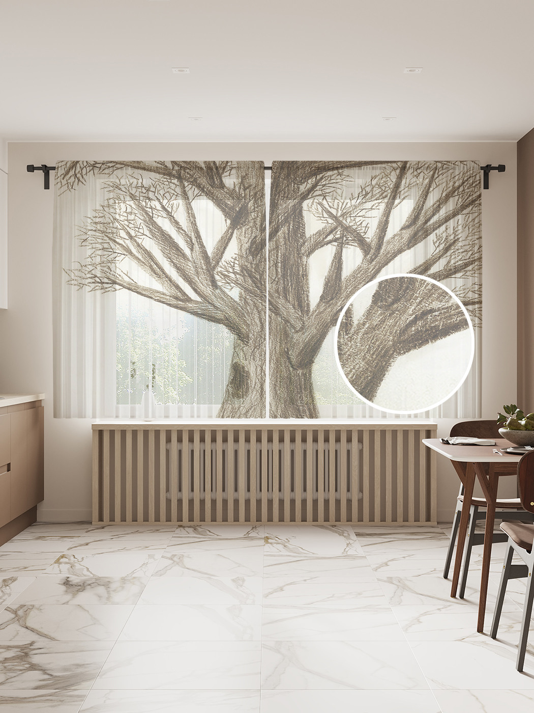 

Фототюль JoyArty "Дерево на холме", 145x180 см (2 полотна со шторной лентой + 50 крючков), Дерево на холме