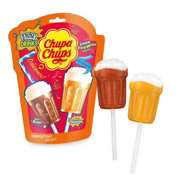 

Карамель Chupa Chups Fizzy Drinks Апельсин-кола 12 шт по 105г