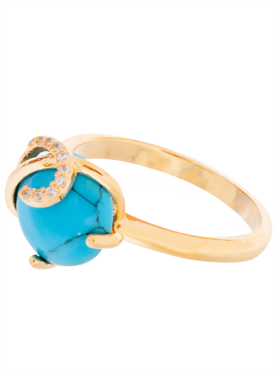 

Кольцо из бижутерного сплава р. 16 Lotus Jewelry 3043R-09tq, бирюза/циркон, 3043R-09tq