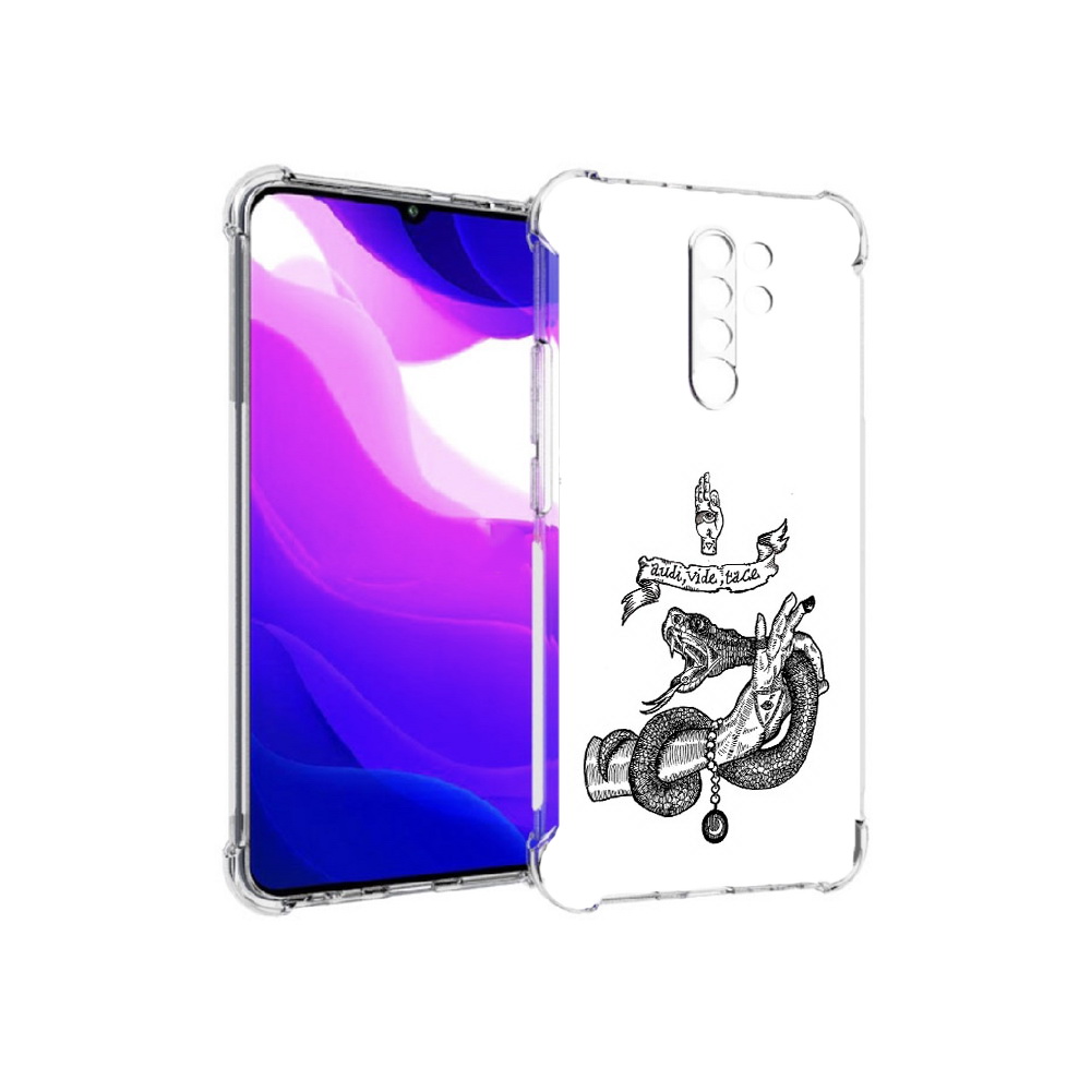 

Чехол MyPads Tocco для Xiaomi Redmi 9 змея на руке рисунок (PT150826.259.366), Прозрачный, Tocco