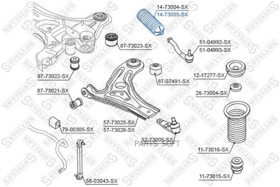 

14-73005-SX_пыльник рейки рулевой с г/у\ Daewoo Kalos 02>