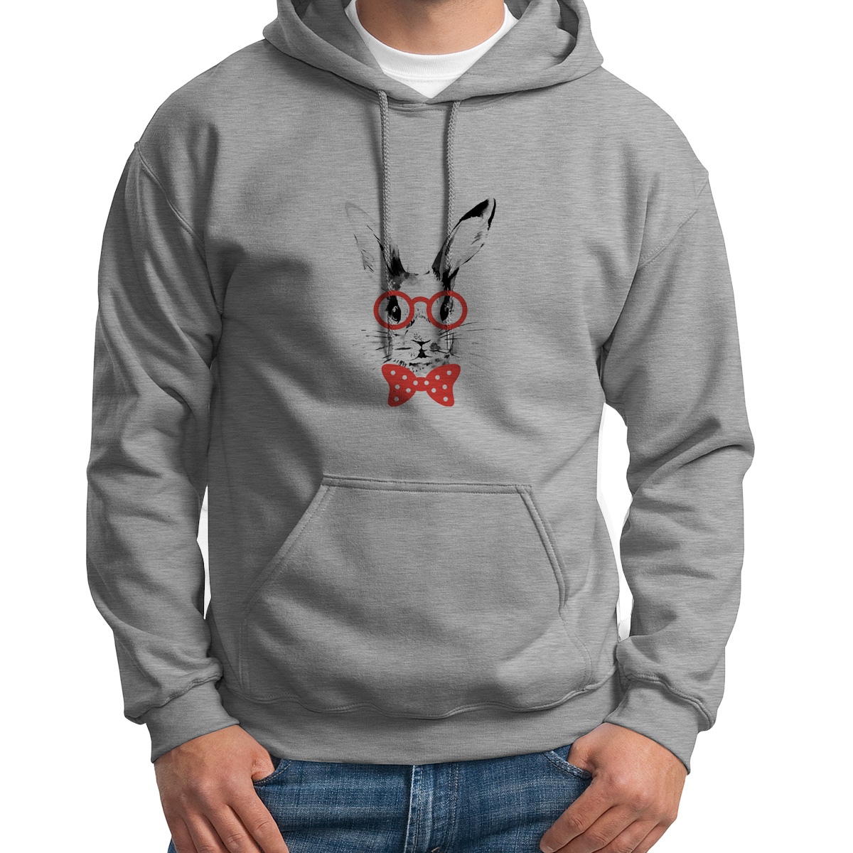 

Худи унисекс CoolPodarok Животные. Зайчик серое 42 RU, Серый, S0501590