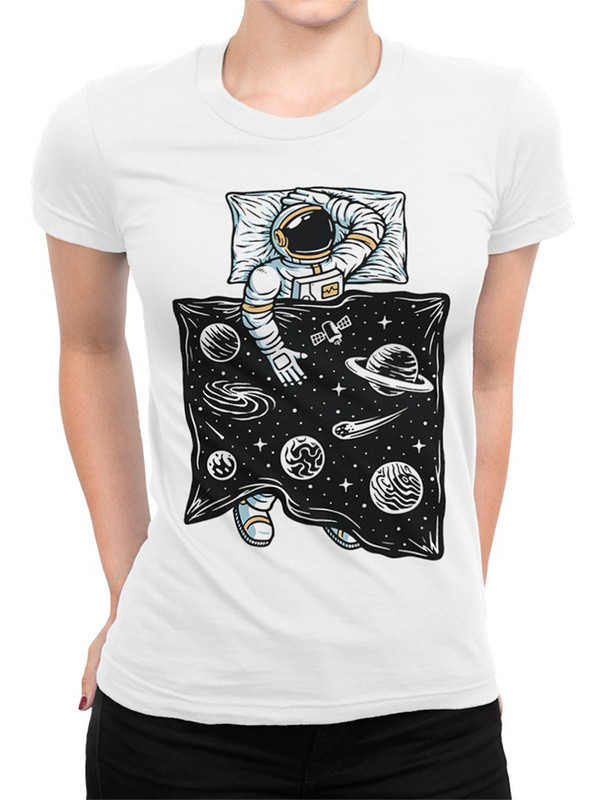 

Футболка женская DreamShirts Studio Спящий космонавт / Космос / Планеты белая M, Белый, Спящий космонавт / Космос / Планеты