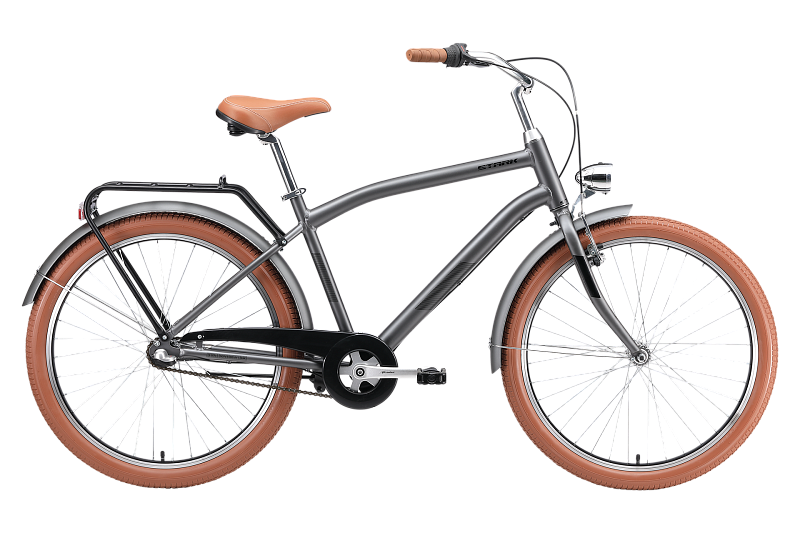 Велосипед STARK Comfort Man 3ск 2024 темно-серый матовый металлик-черный-коричневый 18