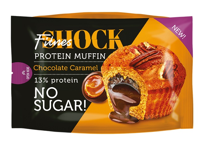 Маффин FitnesShock протеин 13%, шоколадная карамель, без сахара, 50 г