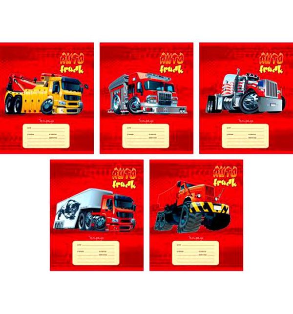 

Тетрадь школьная А5 18л линейка Unnika Супер-грузовики