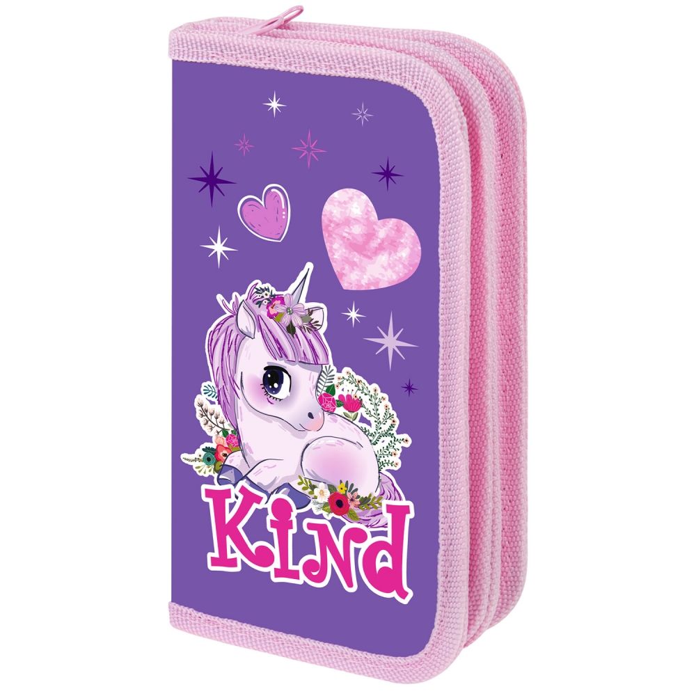 

Пенал ПИФАГОР, 2 отделения, 19х11 см, "Happy Unicorn", 271533, Сиреневый