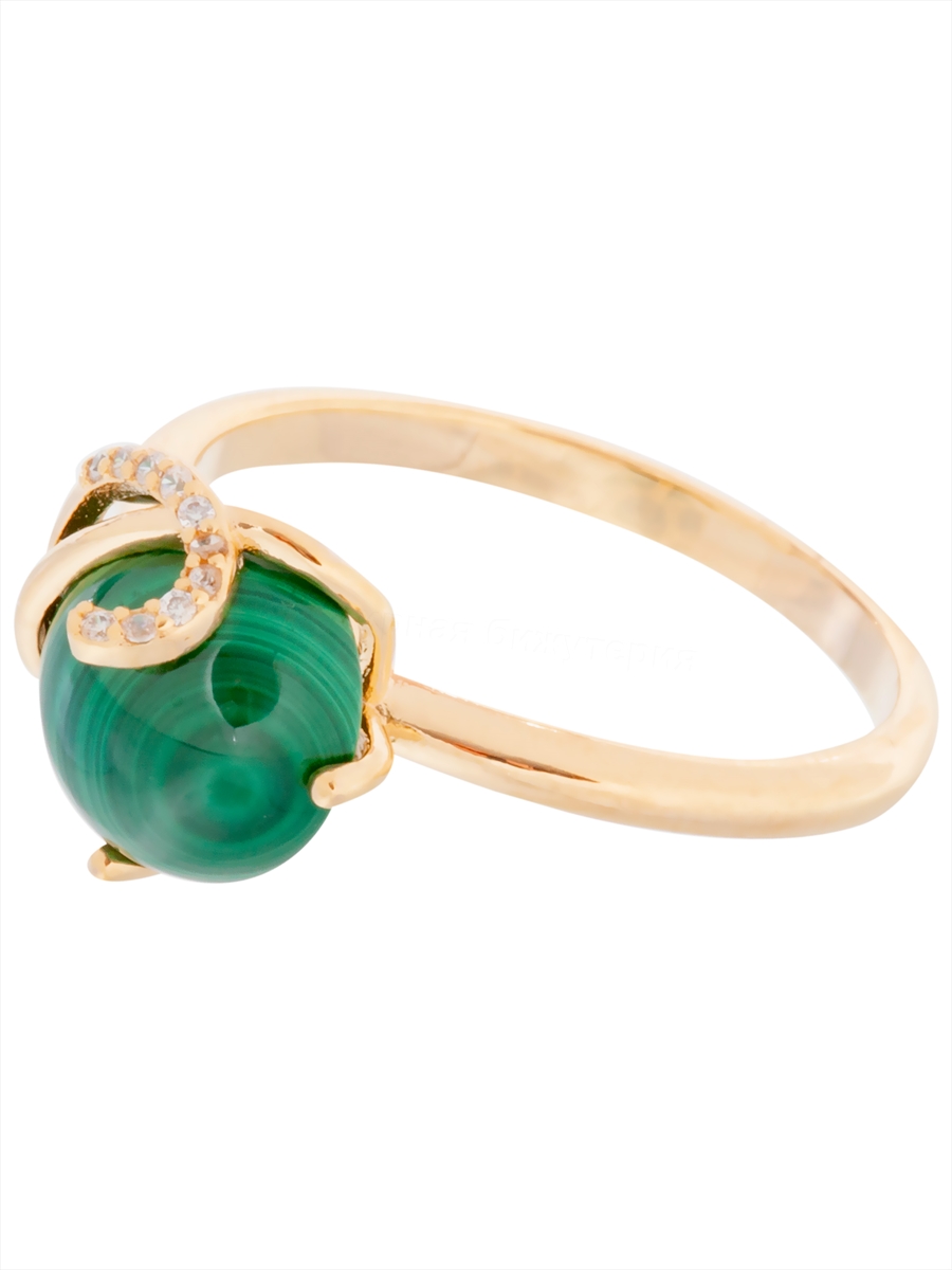 

Кольцо из бижутерного сплава р. 17 Lotus Jewelry 3043R-09ml, малахит/циркон, 3043R-09ml