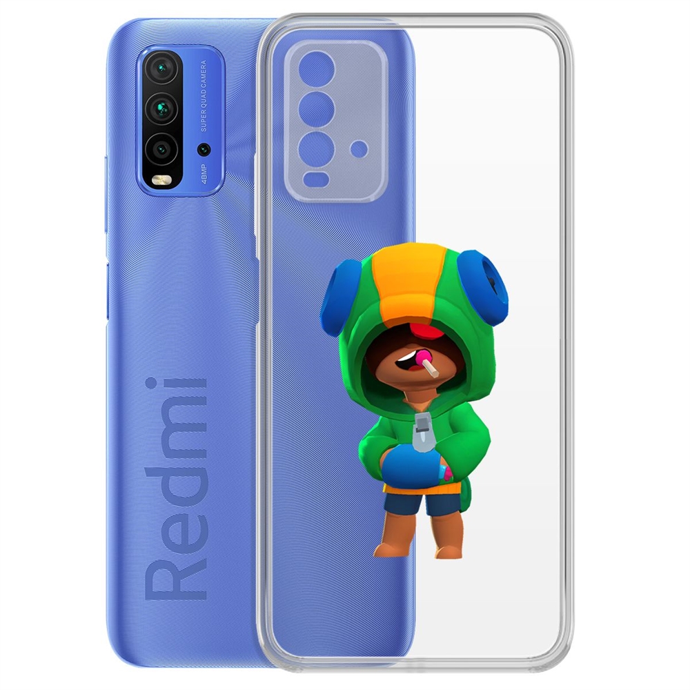 

Чехол-накладка Krutoff Clear Case Brawl Stars-Леон для Xiaomi Redmi 9T, Прозрачный