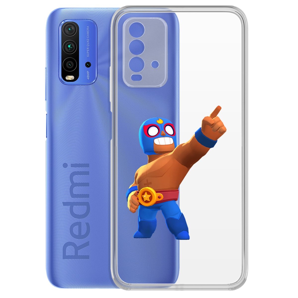 

Чехол-накладка Krutoff Clear Case Brawl Stars-Эль Примо для Xiaomi Redmi 9T, Прозрачный