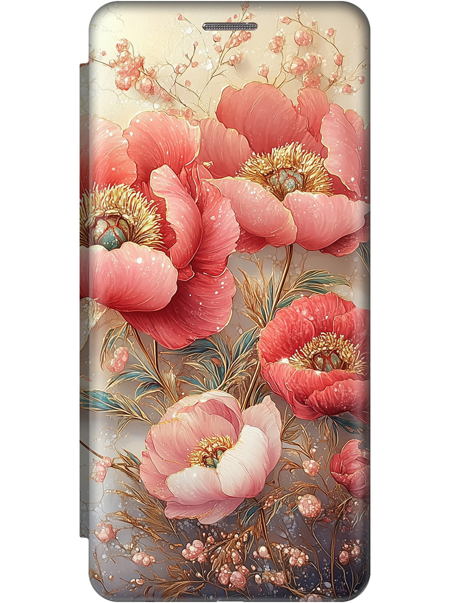 

Чехол-книжка на Huawei P Smart (2021) с принтом "Винтажные маки" золотой, Золотистый;белый;красный, 723603023