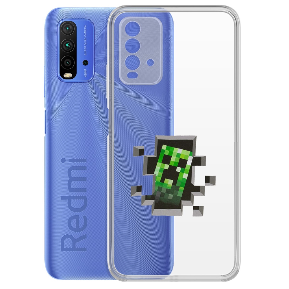 Чехол-накладка Krutoff Clear Case Minecraft-Крипер для Xiaomi Redmi 9T
