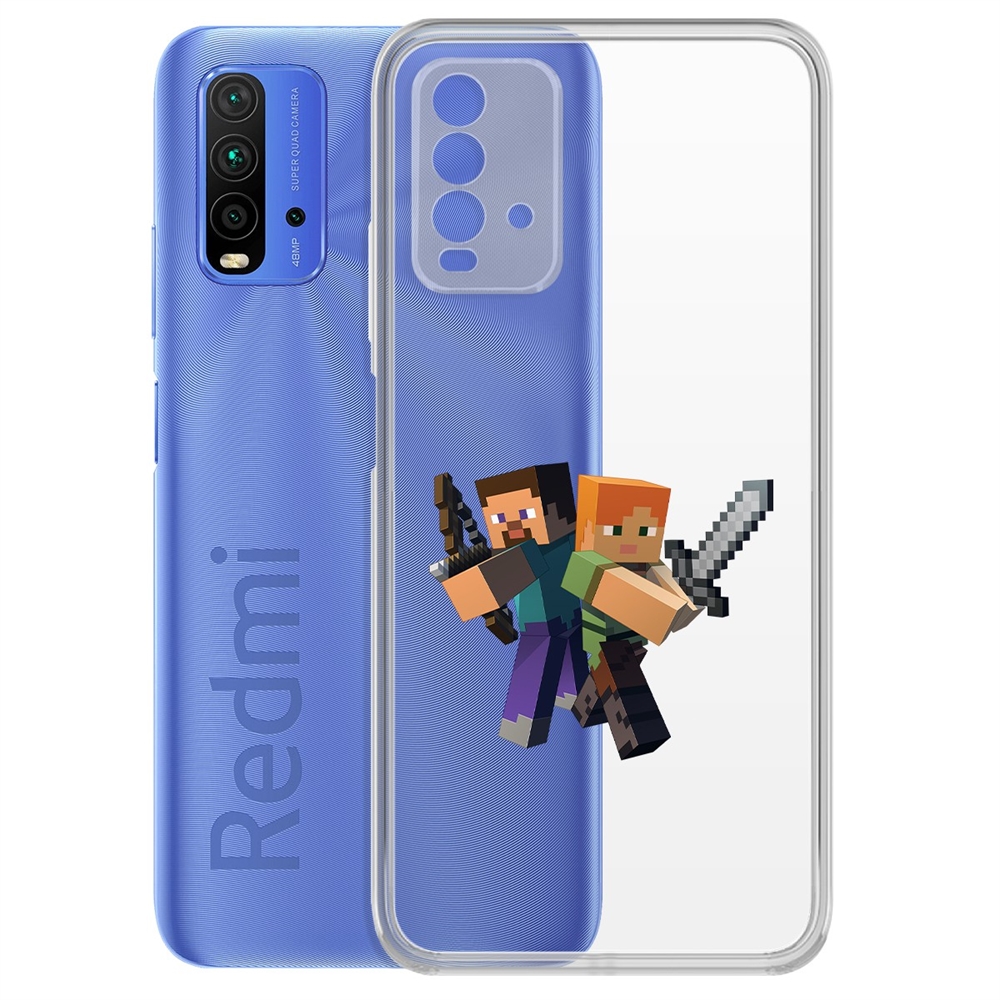 

Чехол-накладка Krutoff Clear Case Minecraft-Стив и Алекс для Xiaomi Redmi 9T, Прозрачный