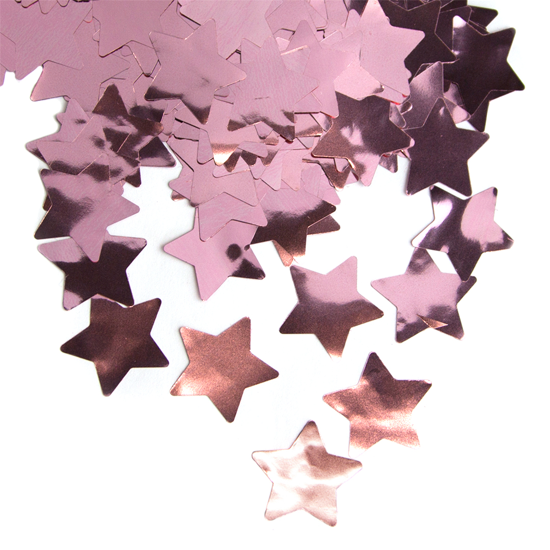 Конфетти фольга Волна веселья Звезда Розовое Золото 2,5 см, 50г