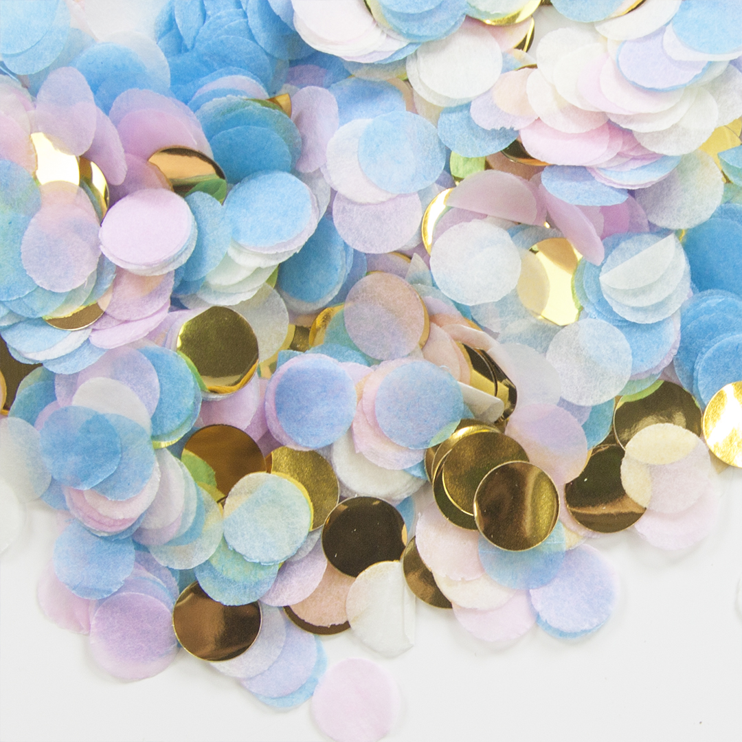 Конфетти тишью Волна веселья Круг Розово-голубой микс 1 см, 50 г