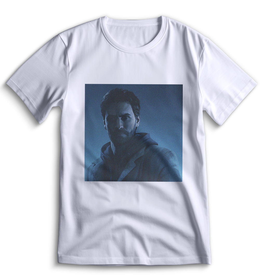 Белая футболка Top T-shirt с изображением Алана Уэйка Alan Wake 0019, размер XS.