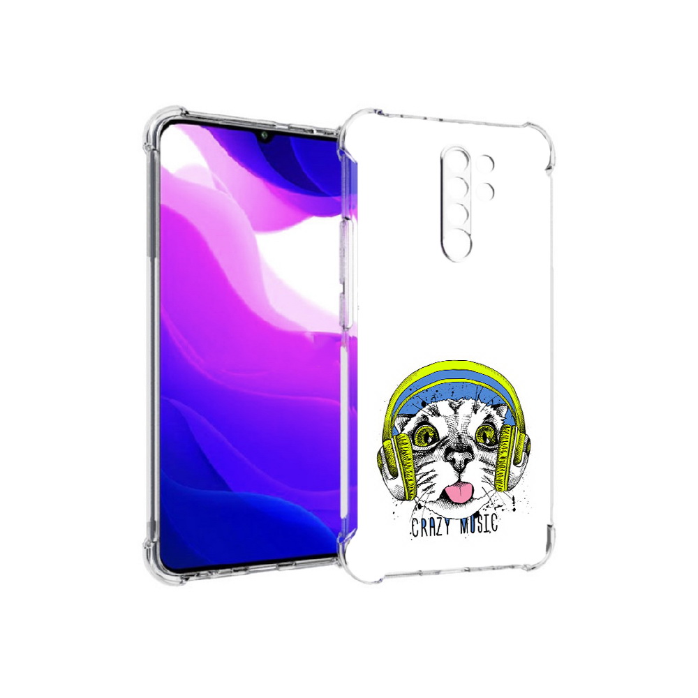 Чехол MyPads Tocco для Xiaomi Redmi 9 кошка в наушниках рисунок (PT150826.259.403)