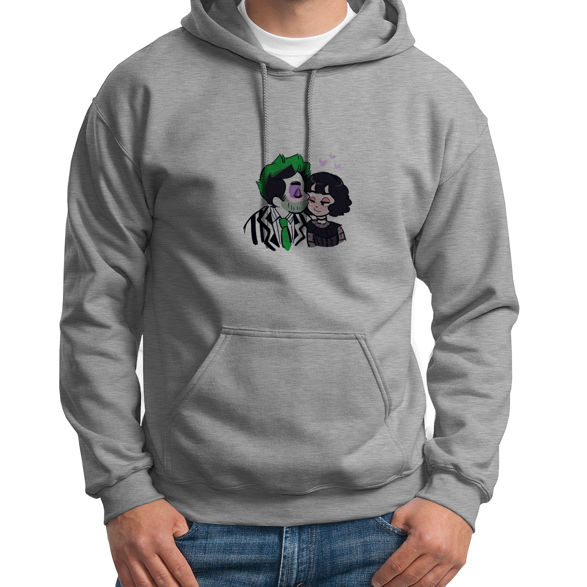 

Худи унисекс CoolPodarok Мультфильм.Битл джус поцелуй серое 42 RU, Серый, S0501717