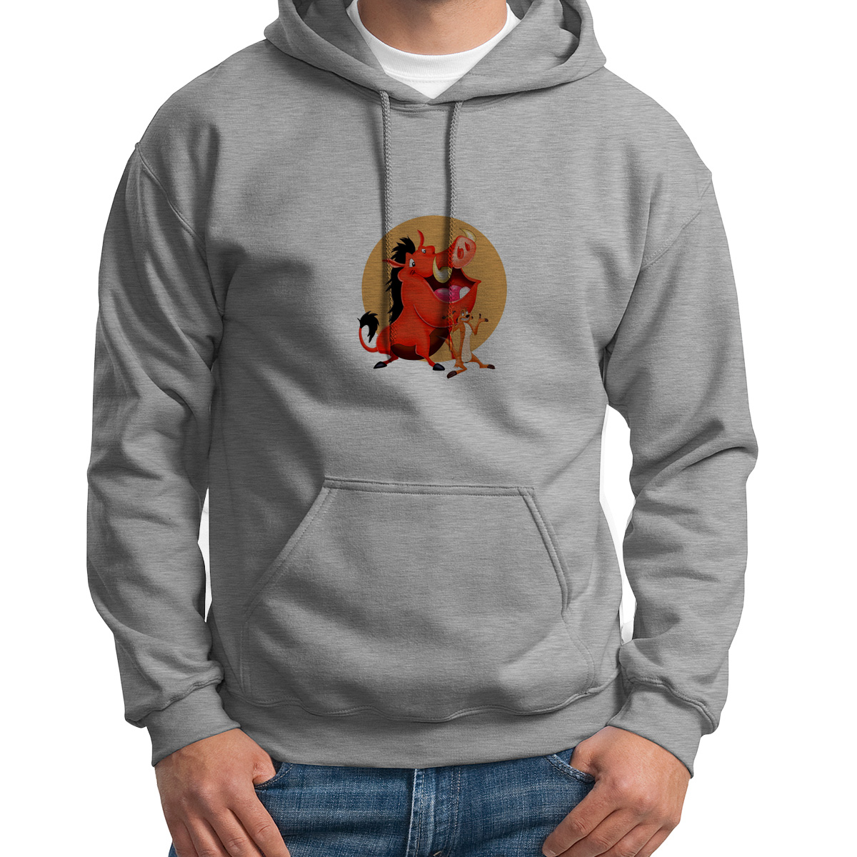 

Худи унисекс CoolPodarok Мультфильм.Тимон и пумба серое 42 RU, Серый, S0501724