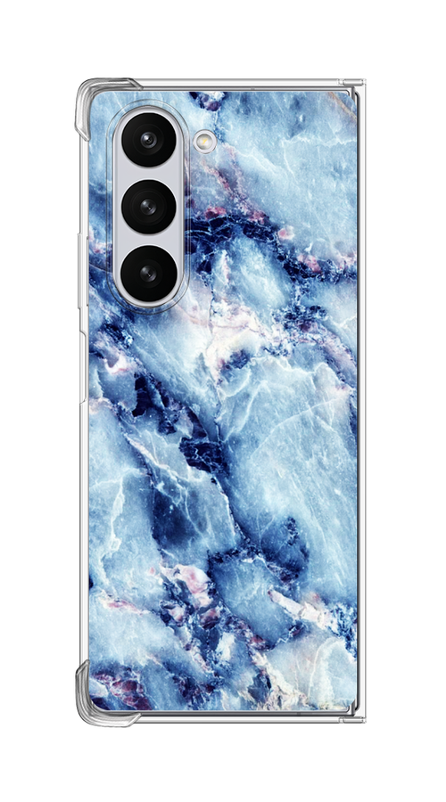 

Чехол на Samsung Galaxy Z Fold 6 "Мрамор с синими прожилками", Синий, 2109850-1