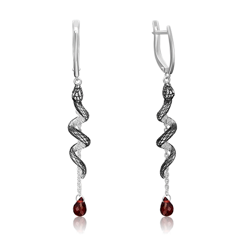 Серьги из серебра PLATINA jewelry 02-4665-00, гранат