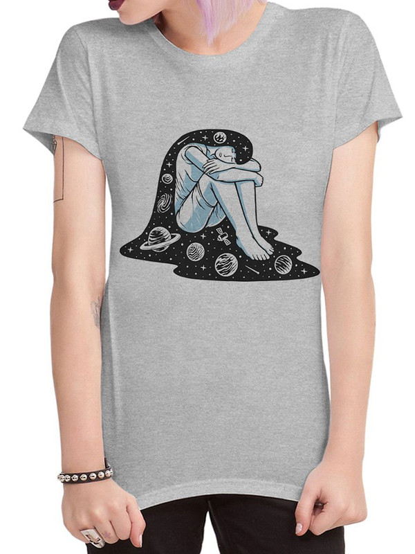 

Футболка женская DreamShirts Studio Девушка и Космос серая 2XL, Серый, Девушка и Космос