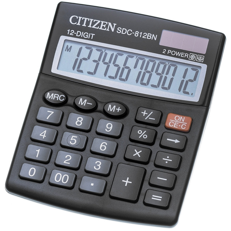 

Калькулятор настольный КОМПАКТНЫЙ CITIZEN бухг. SDC812(BN/ NR) 12 разряд DP