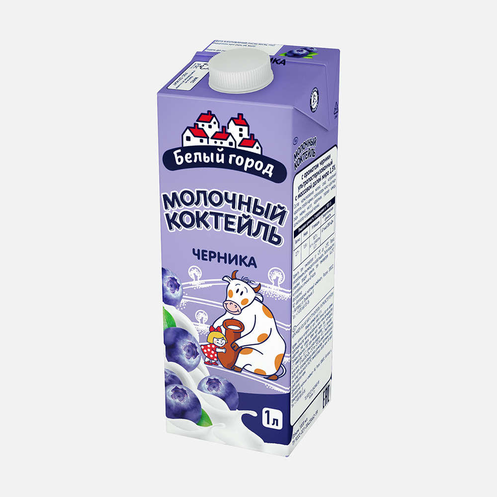 

Коктейль молочный Белый город черника 15% 1 л