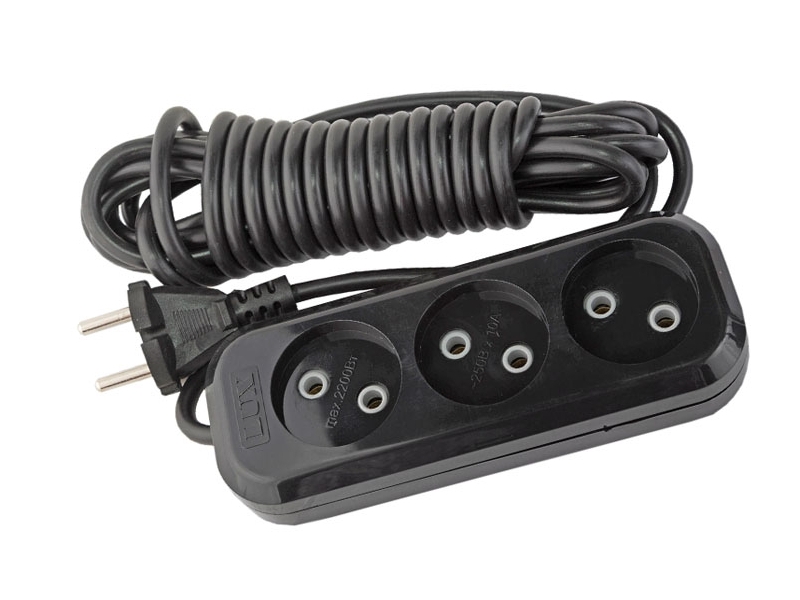 фото Удлинитель lux у3-о-03 3 sockets 3m black