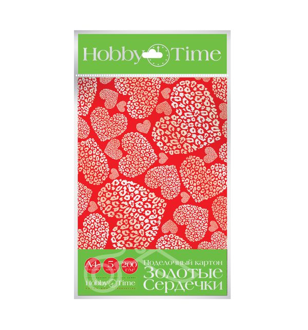 

Картон Hobby Time Золотые сердечки