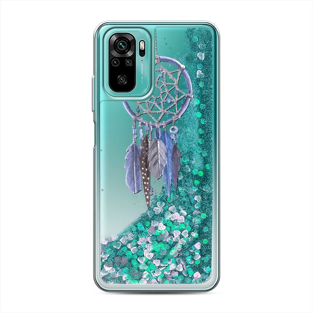 

Жидкий чехол с блестками "Синий ловец снов акварель" на Xiaomi Redmi Note 10